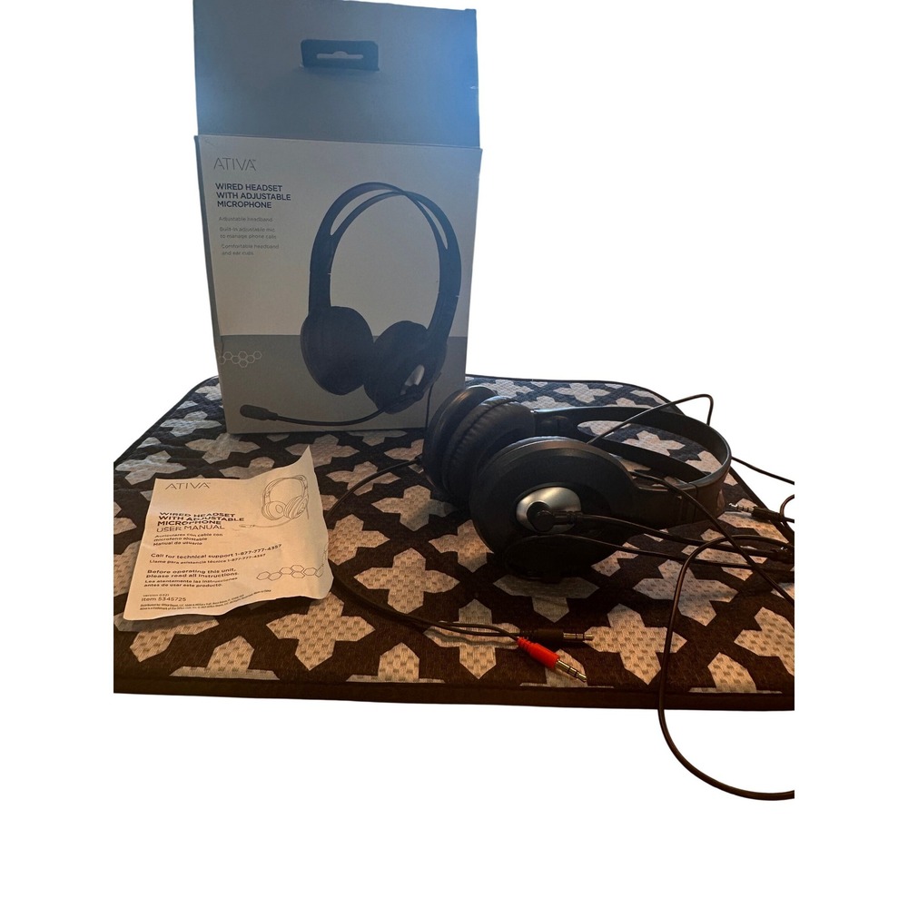 Ativa Wired Headset‎ with Adjustable Microphone Black Over-Ear 5345725